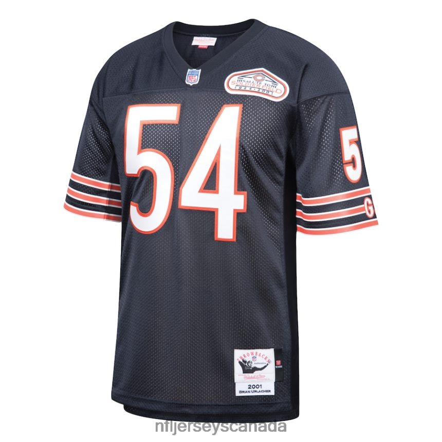 Men Chicago Bears Brian Urlacher Mitchell  Ness Navy 2001 Authentic Throwback Retired Player Jersey Clothing NFL TBXFR63811