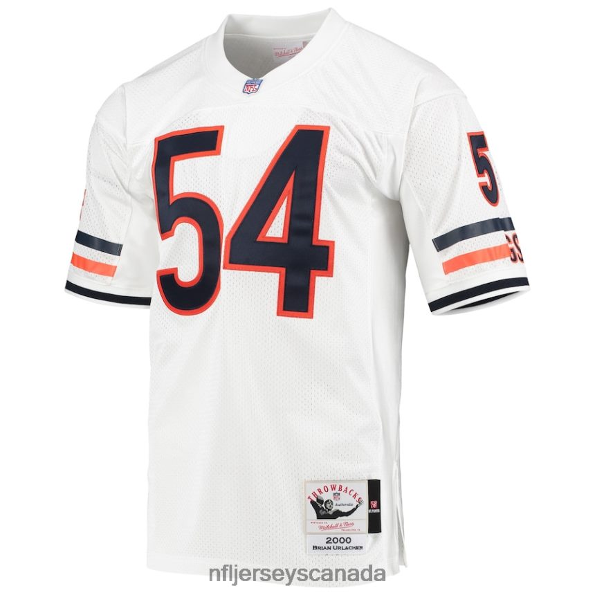 Men Chicago Bears Brian Urlacher Mitchell  Ness White 2000 Authentic Throwback Retired Player Jersey Clothing NFL TBXFR65547