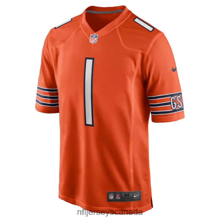 Men Chicago Bears Justin Fields Nike Orange Alternate Game Jersey Clothing NFL TBXFR61189