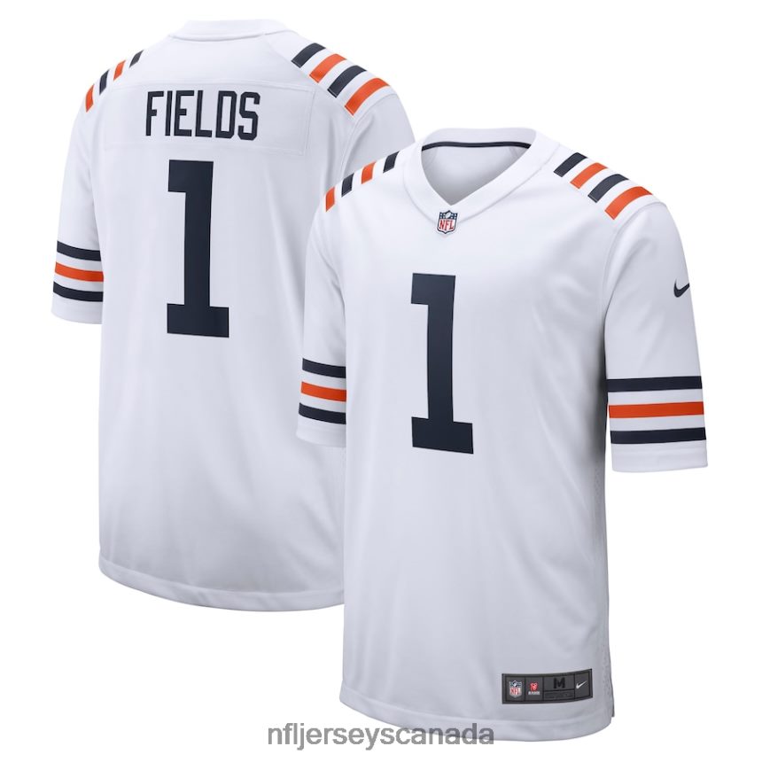 Men Chicago Bears Justin Fields Nike White 2021 Draft First Round Pick Alternate Classic Game Jersey Clothing NFL TBXFR6353