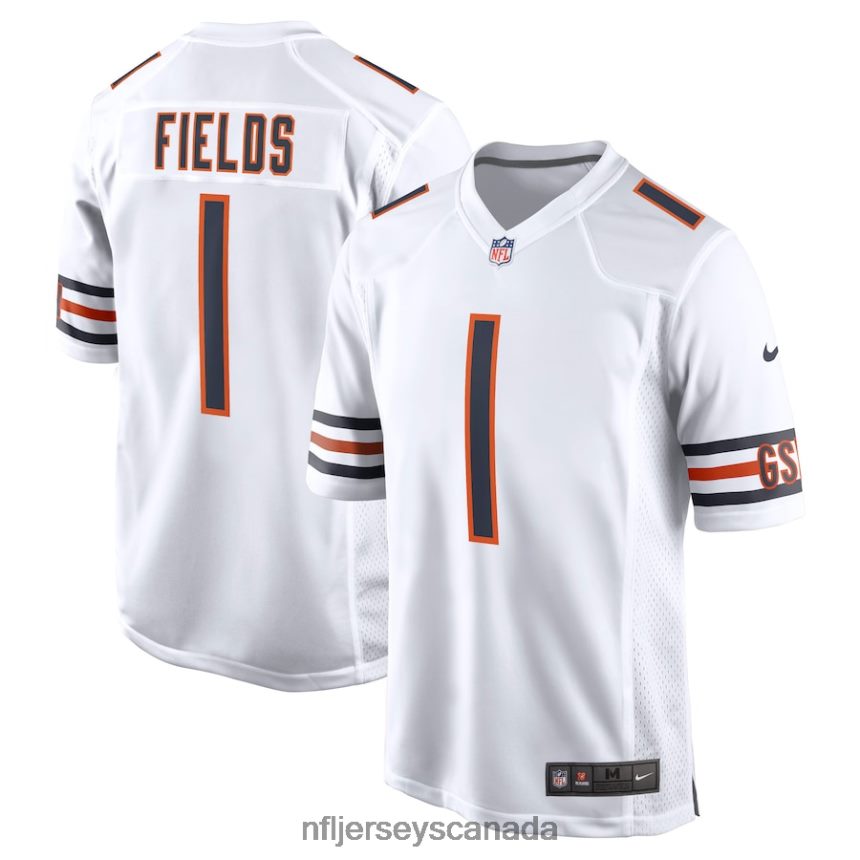 Men Chicago Bears Justin Fields Nike White Game Jersey Clothing NFL TBXFR62041