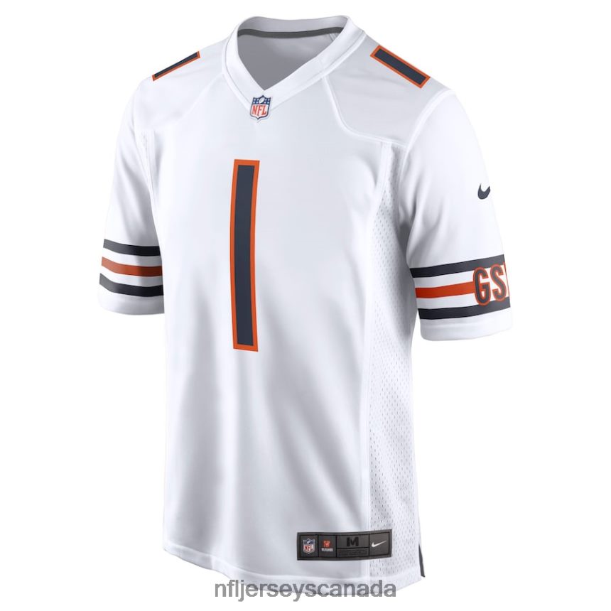 Men Chicago Bears Justin Fields Nike White Game Jersey Clothing NFL TBXFR62041