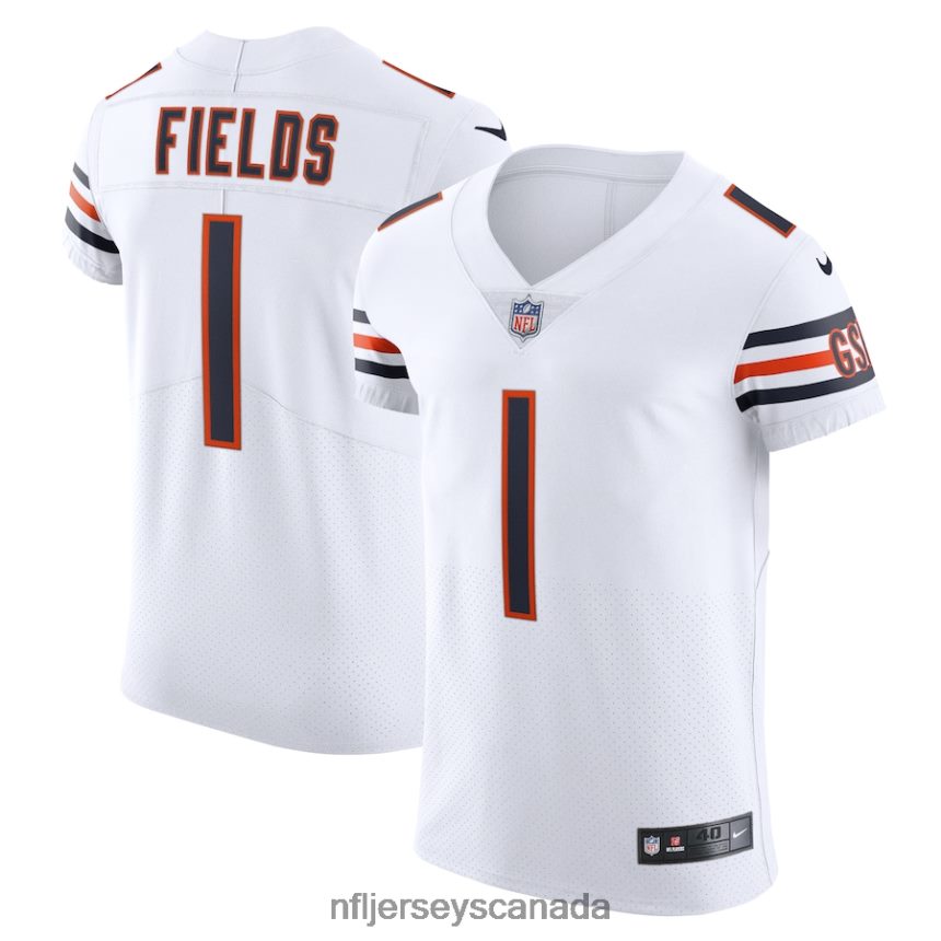 Men Chicago Bears Justin Fields Nike White Vapor Elite Jersey Clothing NFL TBXFR6584