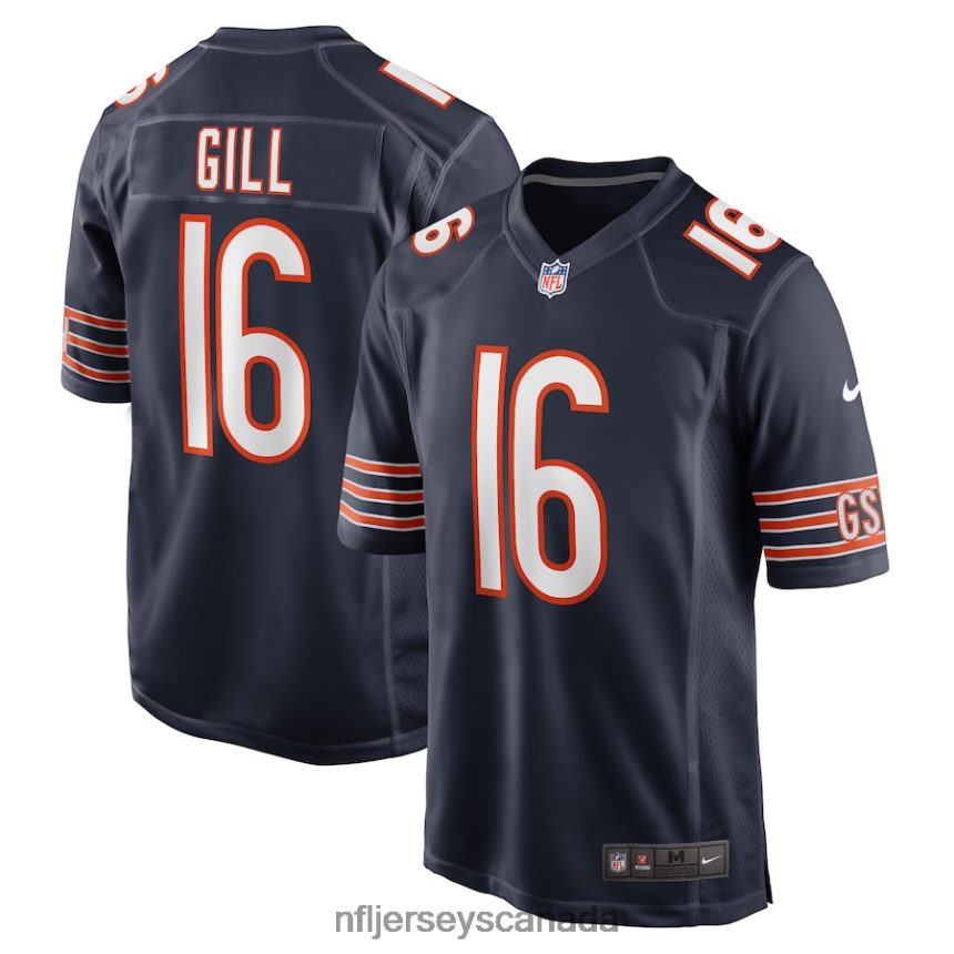 Men Chicago Bears Trenton Gill Nike Navy Game Player Jersey Clothing NFL TBXFR64308
