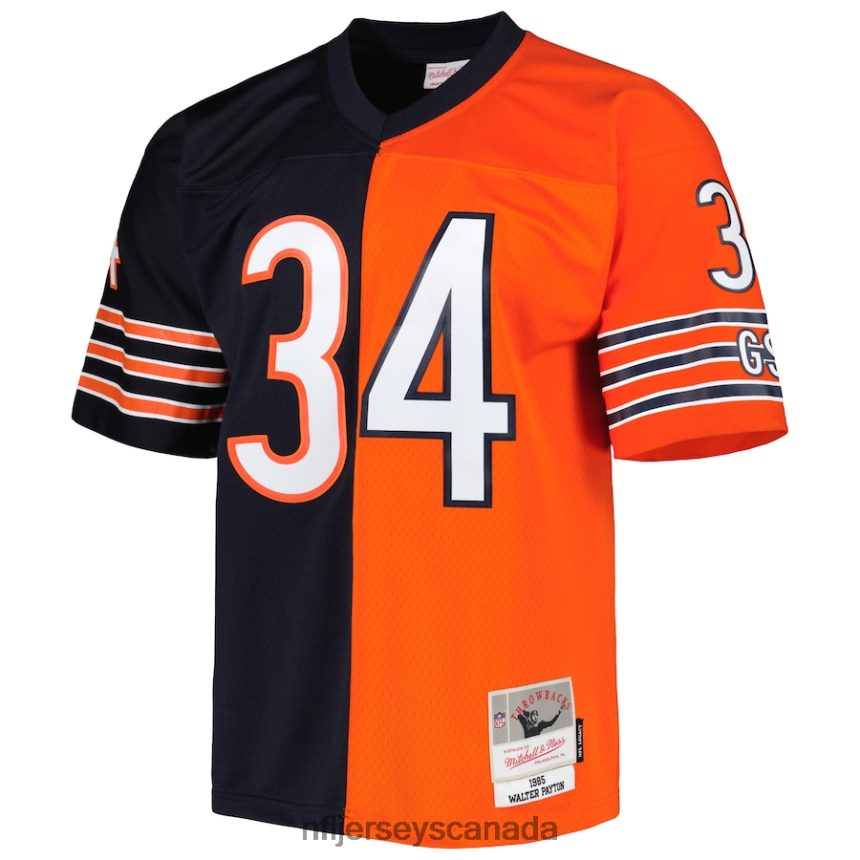 Men Chicago Bears Walter Payton Mitchell  Ness Navy/Orange 1985 Split Legacy Replica Jersey Clothing NFL TBXFR6827