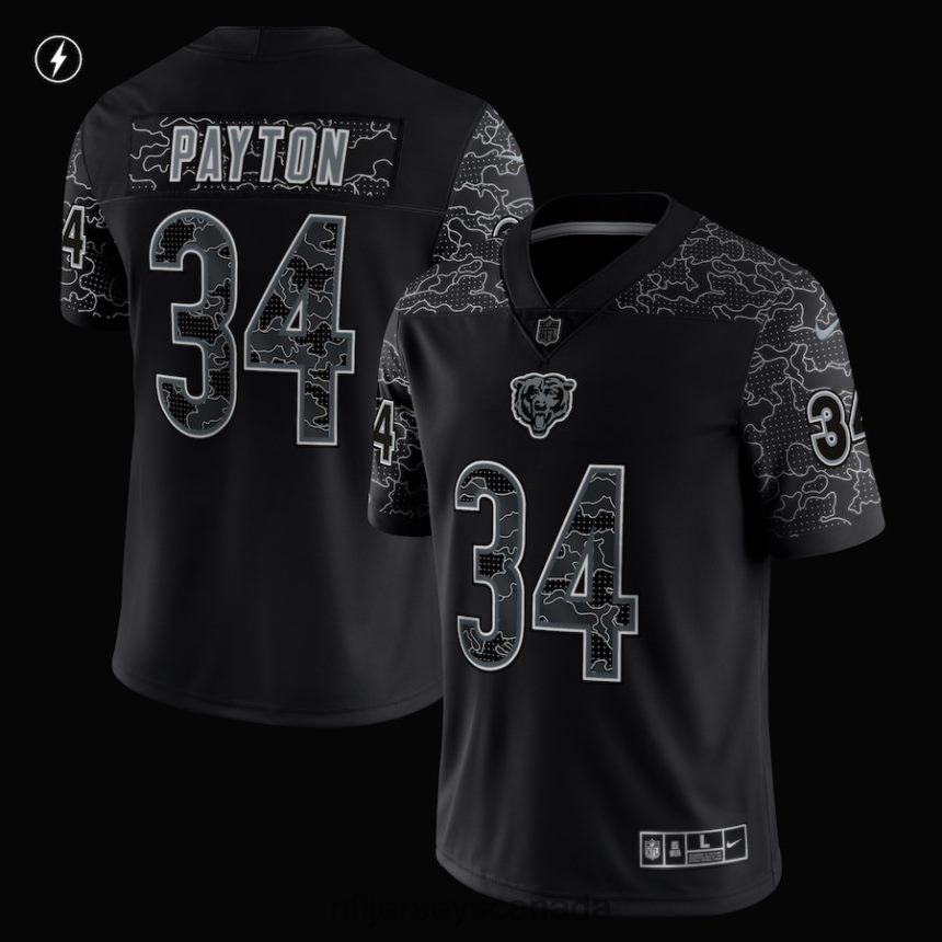 Men Chicago Bears Walter Payton Nike Black Retired Player RFLCTV Limited Jersey Clothing NFL TBXFR62179