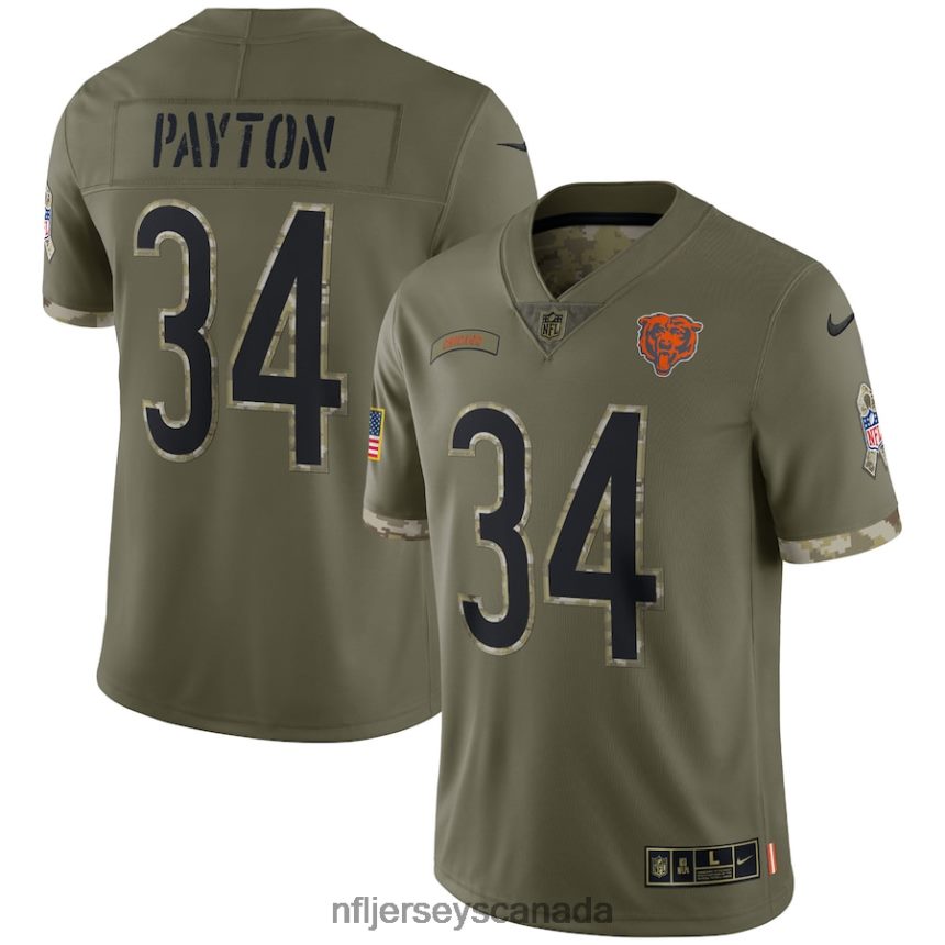 Men Chicago Bears Walter Payton Nike Olive 2022 Salute To Service Retired Player Limited Jersey Clothing NFL TBXFR64176