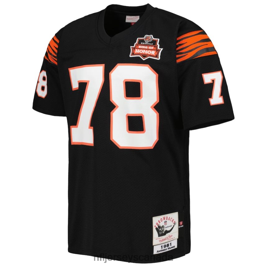 Men Cincinnati Bengals Anthony Munoz Mitchell  Ness Black 1981 Authentic Retired Player Jersey Clothing NFL TBXFR62695