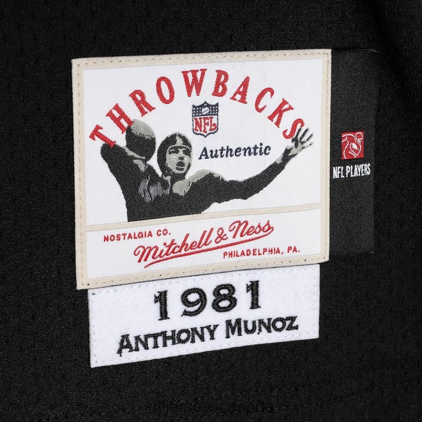 Men Cincinnati Bengals Anthony Munoz Mitchell  Ness Black 1981 Authentic Retired Player Jersey Clothing NFL TBXFR62695
