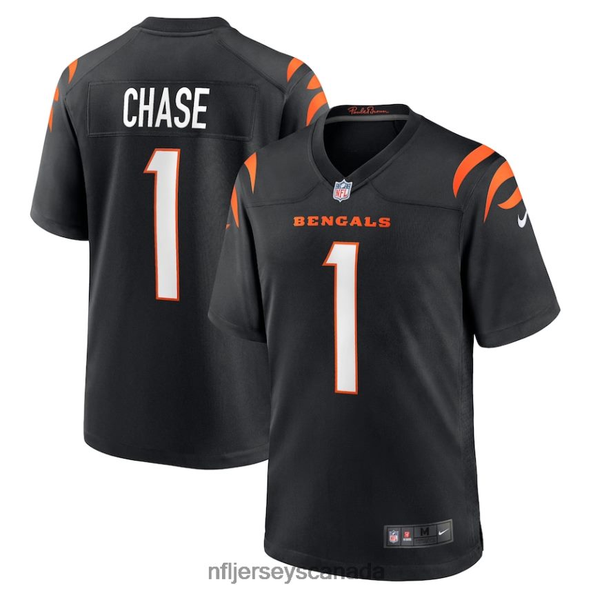 Men Cincinnati Bengals JaMarr Chase Nike Black 2021 Draft First Round Pick No 5 Game Jersey Clothing NFL TBXFR63063
