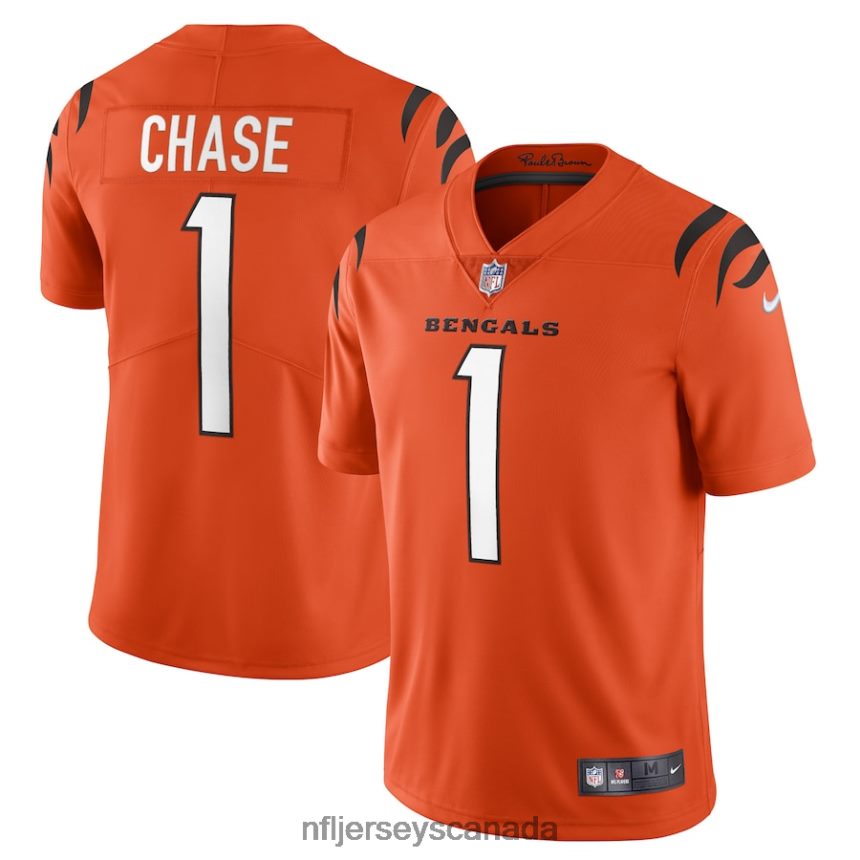 Men Cincinnati Bengals JaMarr Chase Nike Orange Alternate Vapor Limited Jersey Clothing NFL TBXFR62750