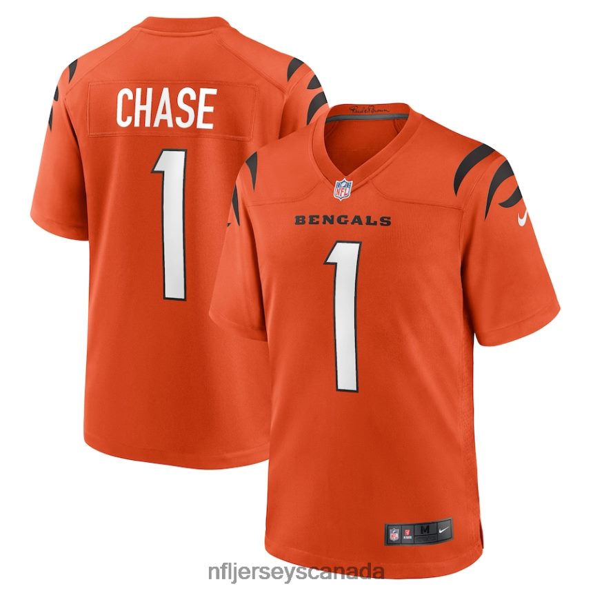 Men Cincinnati Bengals JaMarr Chase Nike Orange Game Jersey Clothing NFL TBXFR6214