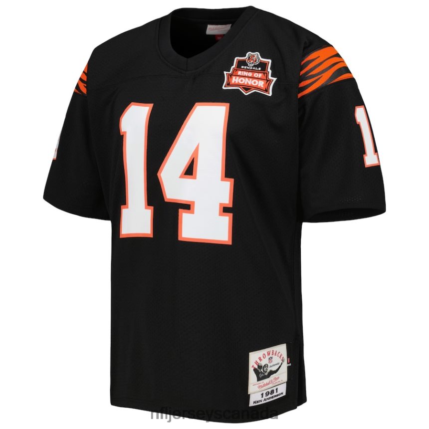 Men Cincinnati Bengals Ken Anderson Mitchell  Ness Black 1981 Authentic Retired Player Jersey Clothing NFL TBXFR61518