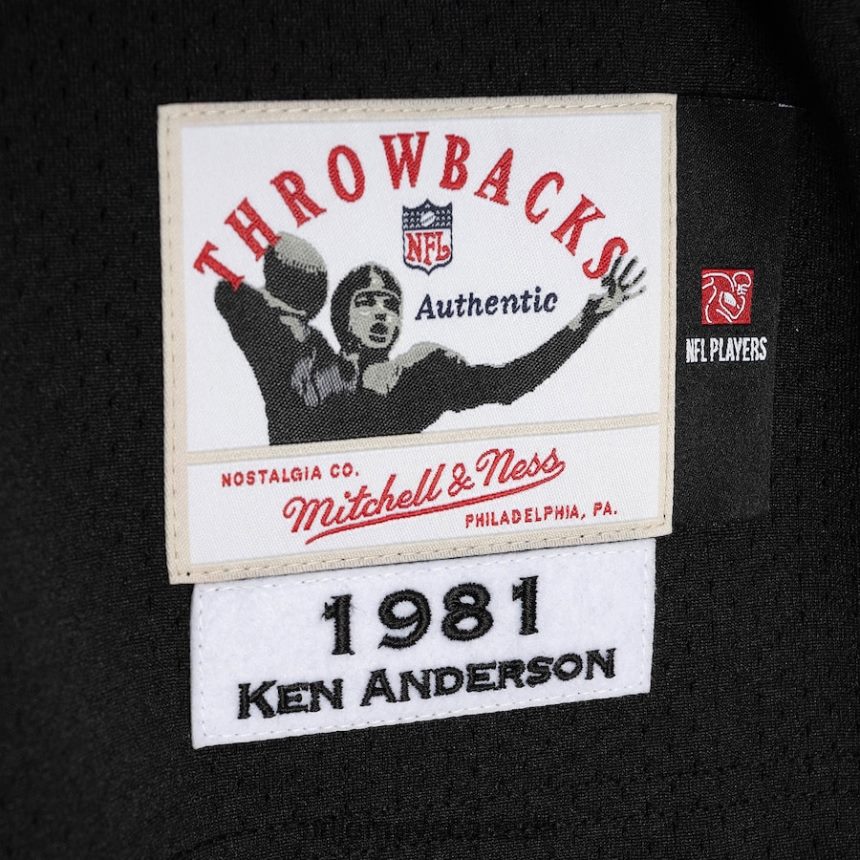 Men Cincinnati Bengals Ken Anderson Mitchell  Ness Black 1981 Authentic Retired Player Jersey Clothing NFL TBXFR61518