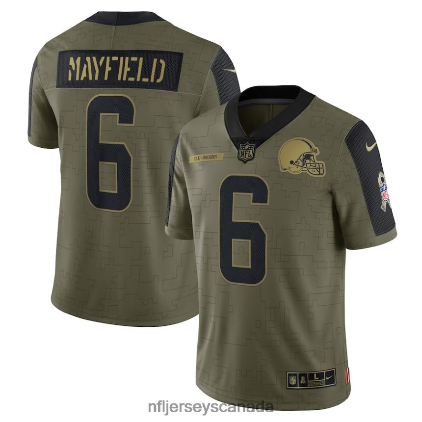 Men Cleveland Browns Baker Mayfield Nike Olive 2021 Salute To Service Limited Player Jersey Clothing NFL TBXFR62038