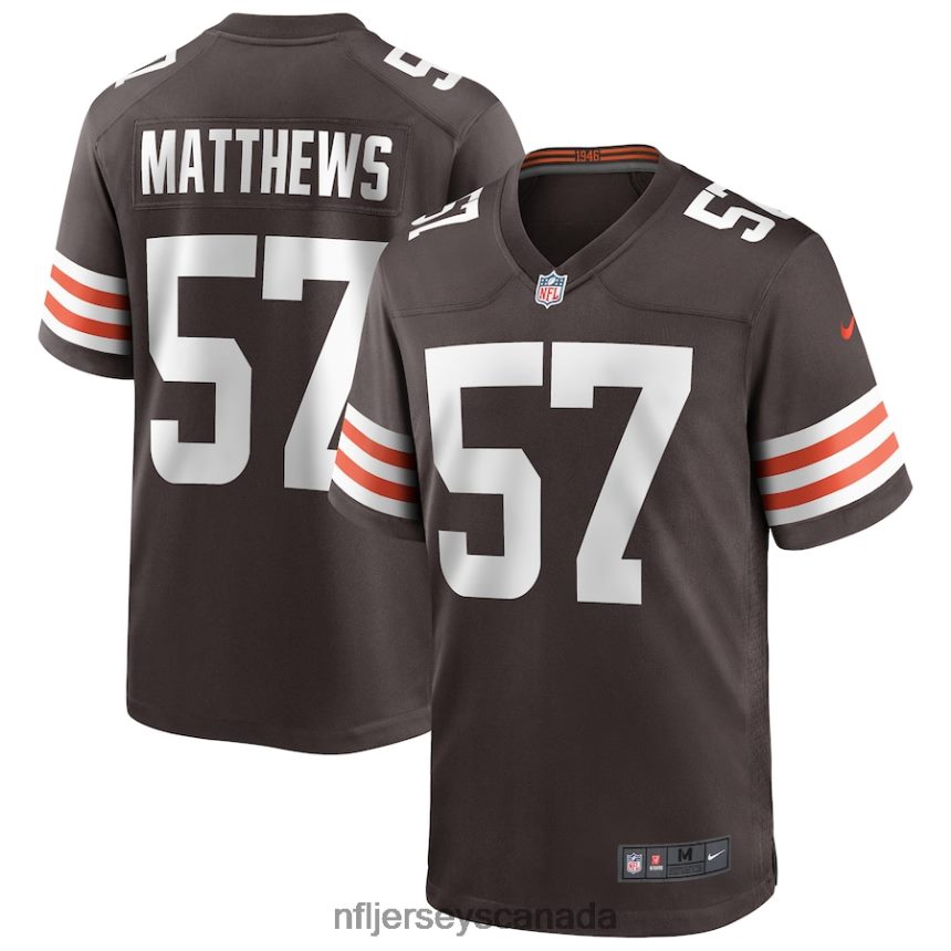 Men Cleveland Browns Clay Matthews Nike Brown Game Retired Player Jersey Clothing NFL TBXFR62116