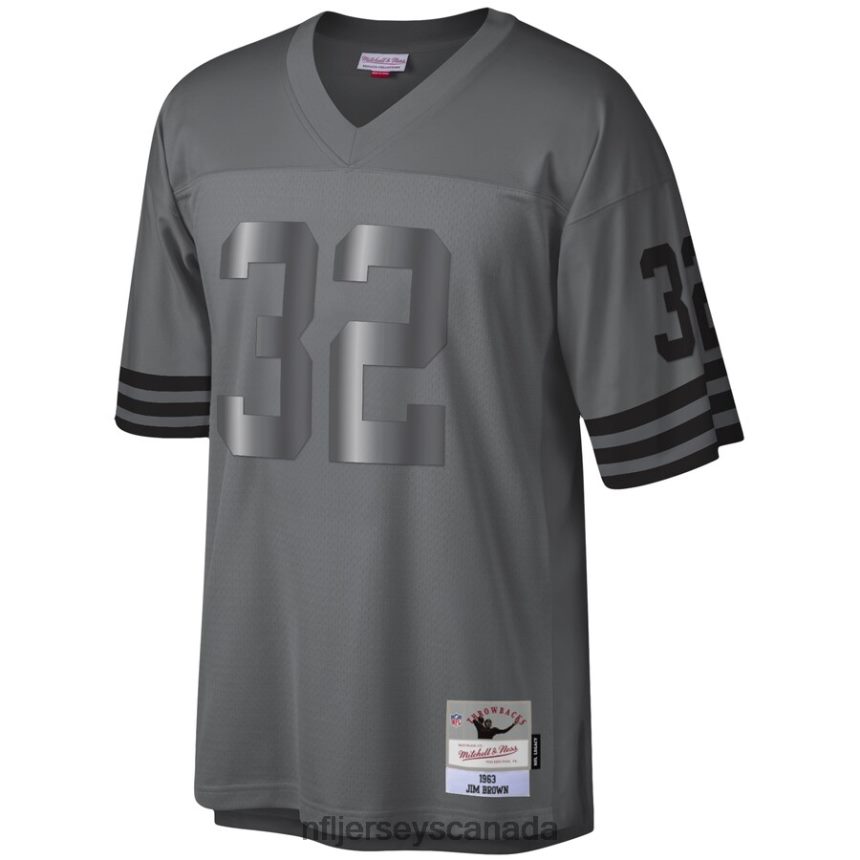 Men Cleveland Browns Jim Brown Mitchell  Ness Charcoal 1963 Retired Player Metal Legacy Jersey Clothing NFL TBXFR65494