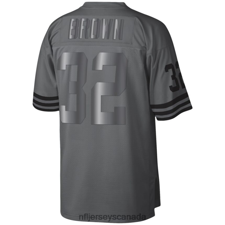 Men Cleveland Browns Jim Brown Mitchell  Ness Charcoal 1963 Retired Player Metal Legacy Jersey Clothing NFL TBXFR65494