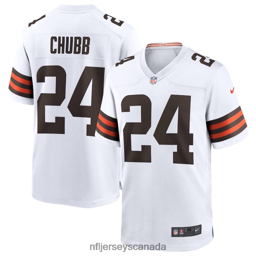 Men Cleveland Browns Nick Chubb Nike White Game Jersey Clothing NFL TBXFR6761