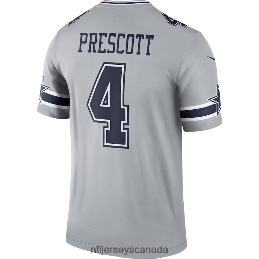 Men Dallas Cowboys Dak Prescott Nike Gray Inverted Legend Jersey Clothing NFL TBXFR61066