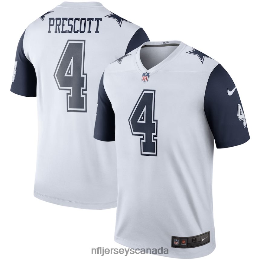 Men Dallas Cowboys Dak Prescott Nike White Color Rush Legend Player Jersey Clothing NFL TBXFR61076