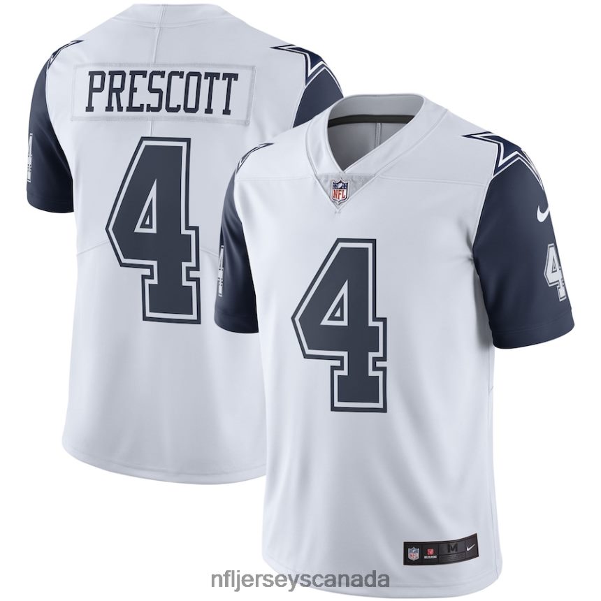 Men Dallas Cowboys Dak Prescott White Nike Color Rush Vapor Limited Jersey Clothing NFL TBXFR62564