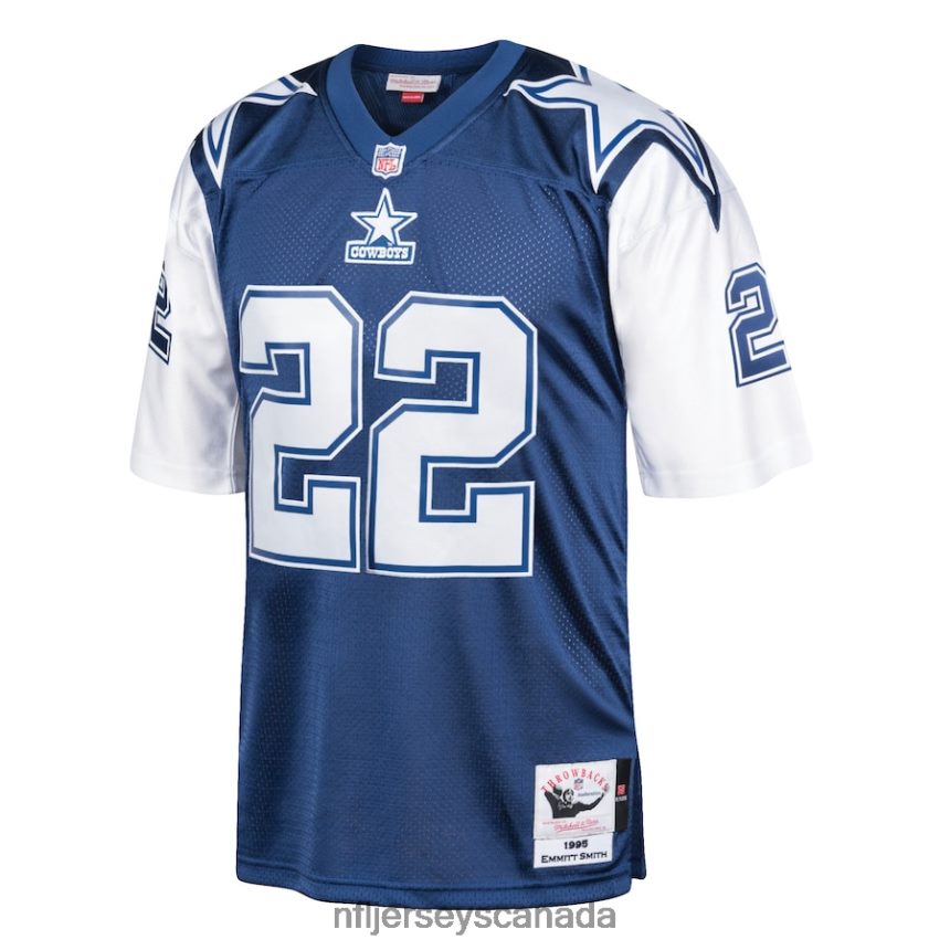 Men Dallas Cowboys Emmitt Smith Mitchell  Ness Navy/White 1995 Authentic Retired Player Jersey Clothing NFL TBXFR6550