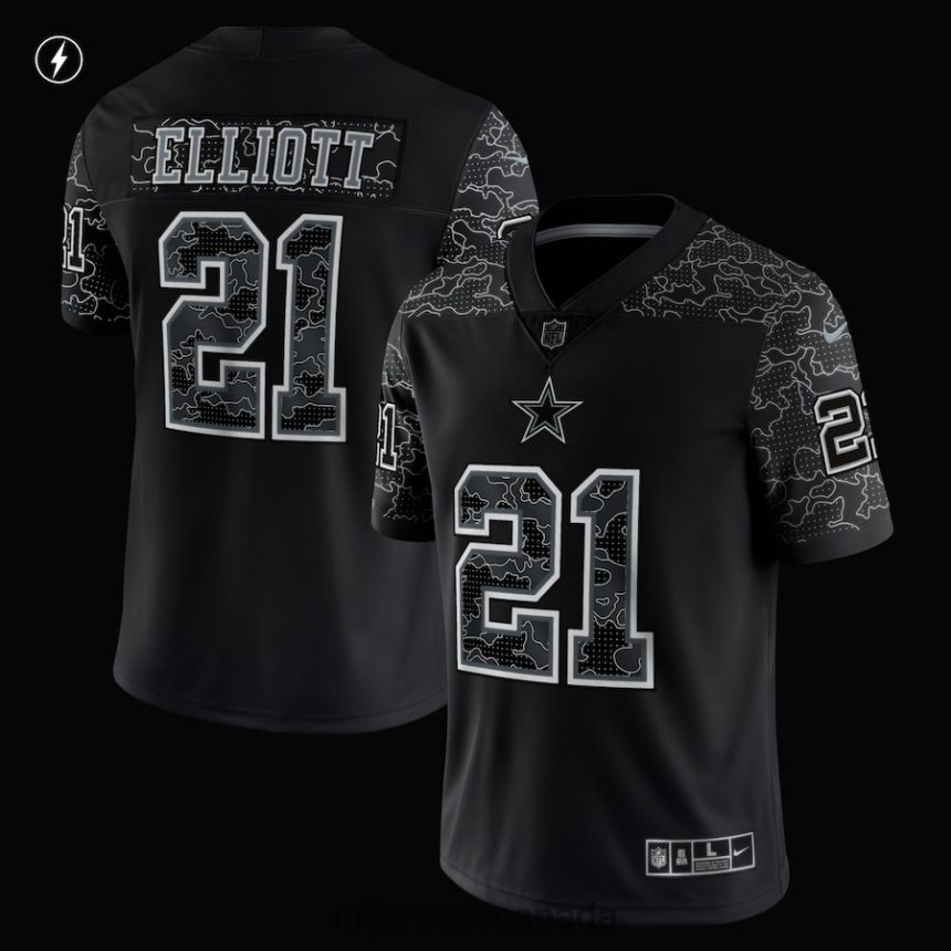 Men Dallas Cowboys Ezekiel Elliott Nike Black RFLCTV Limited Jersey Clothing NFL TBXFR63514
