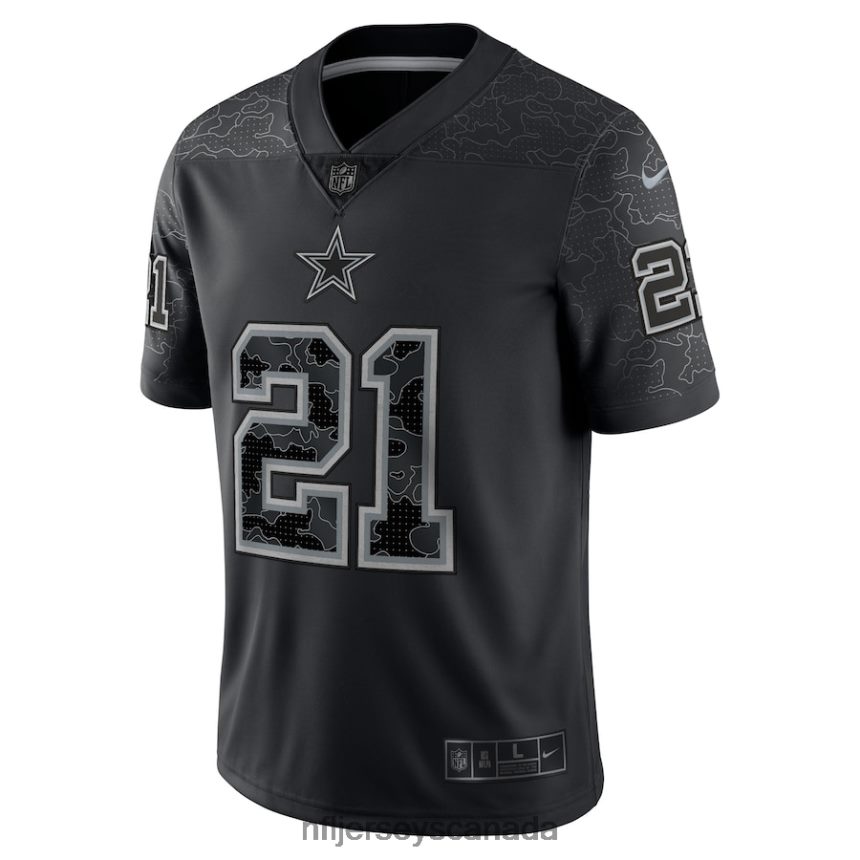 Men Dallas Cowboys Ezekiel Elliott Nike Black RFLCTV Limited Jersey Clothing NFL TBXFR63514