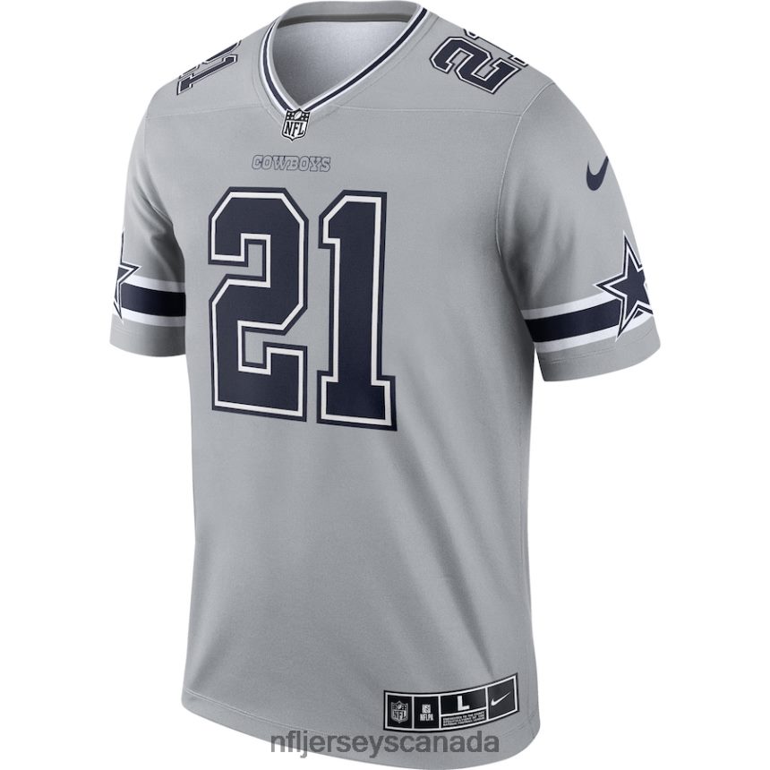 Men Dallas Cowboys Ezekiel Elliott Nike Gray Inverted Legend Jersey Clothing NFL TBXFR61211