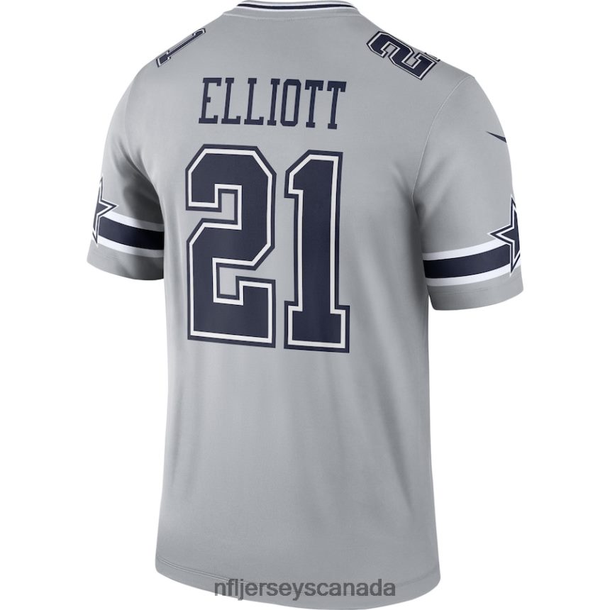 Men Dallas Cowboys Ezekiel Elliott Nike Gray Inverted Legend Jersey Clothing NFL TBXFR61211