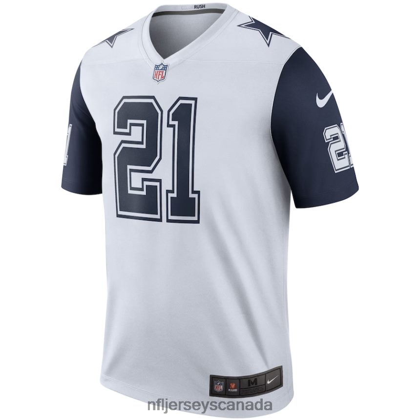 Men Dallas Cowboys Ezekiel Elliott Nike White Color Rush Legend Player Jersey Clothing NFL TBXFR6382