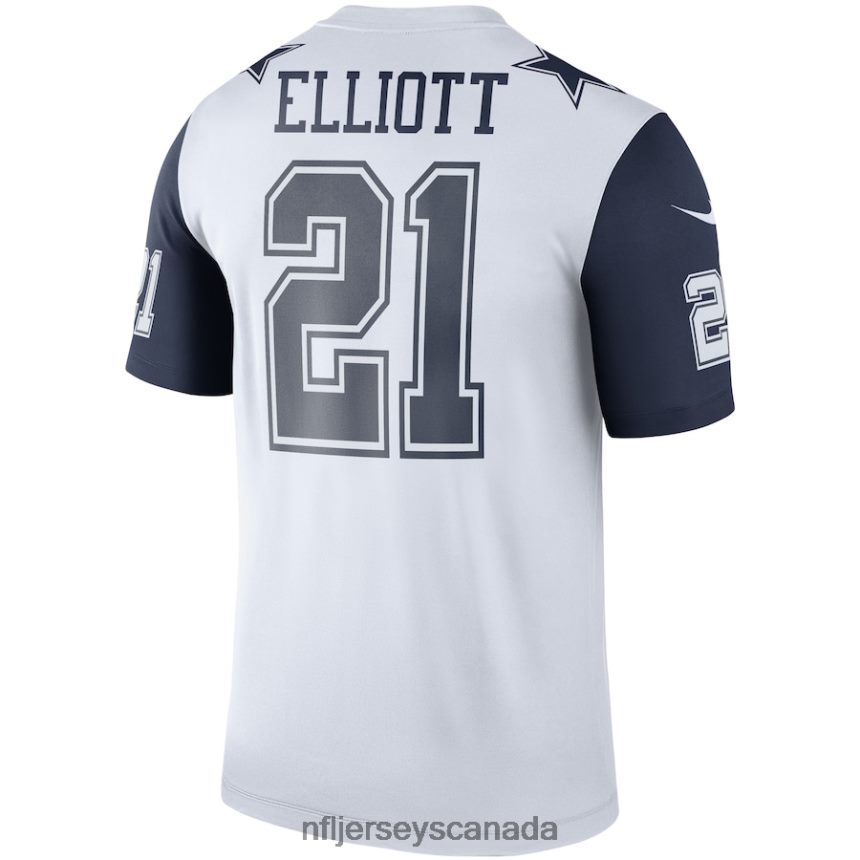 Men Dallas Cowboys Ezekiel Elliott Nike White Color Rush Legend Player Jersey Clothing NFL TBXFR6382