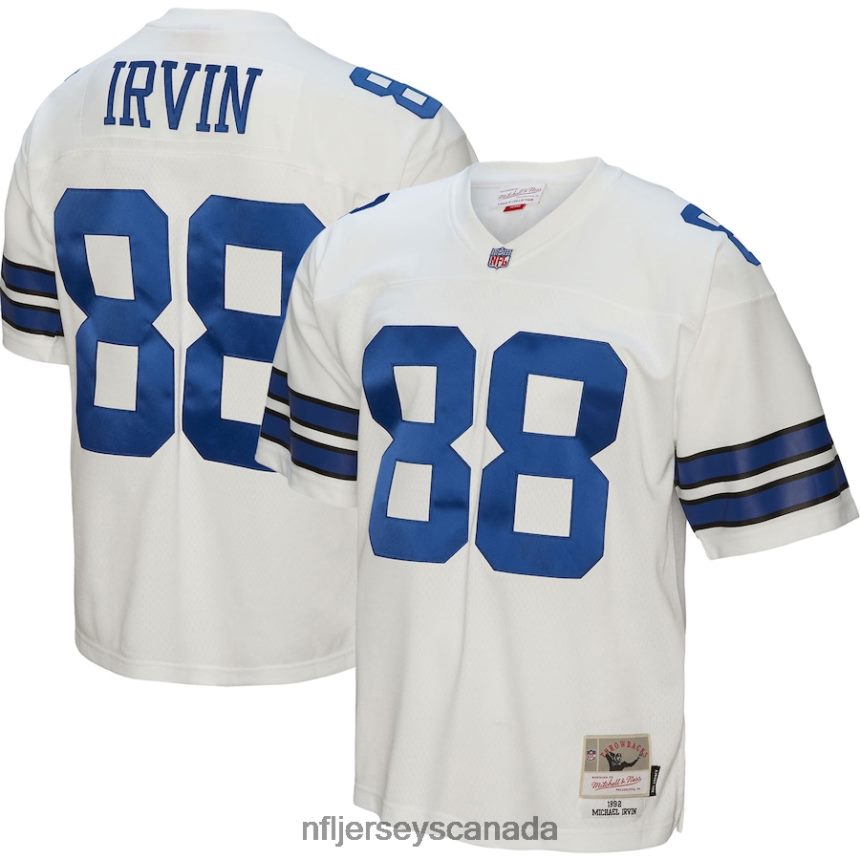 Men Dallas Cowboys Michael Irvin Mitchell  Ness White 1992 Legacy Replica Jersey Clothing NFL TBXFR61241