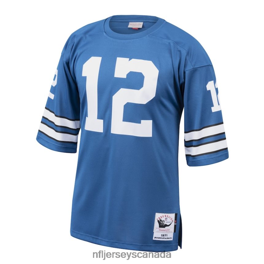 Men Dallas Cowboys Roger Staubach Mitchell  Ness Blue 1971 Authentic Throwback Retired Player Jersey Clothing NFL TBXFR61353