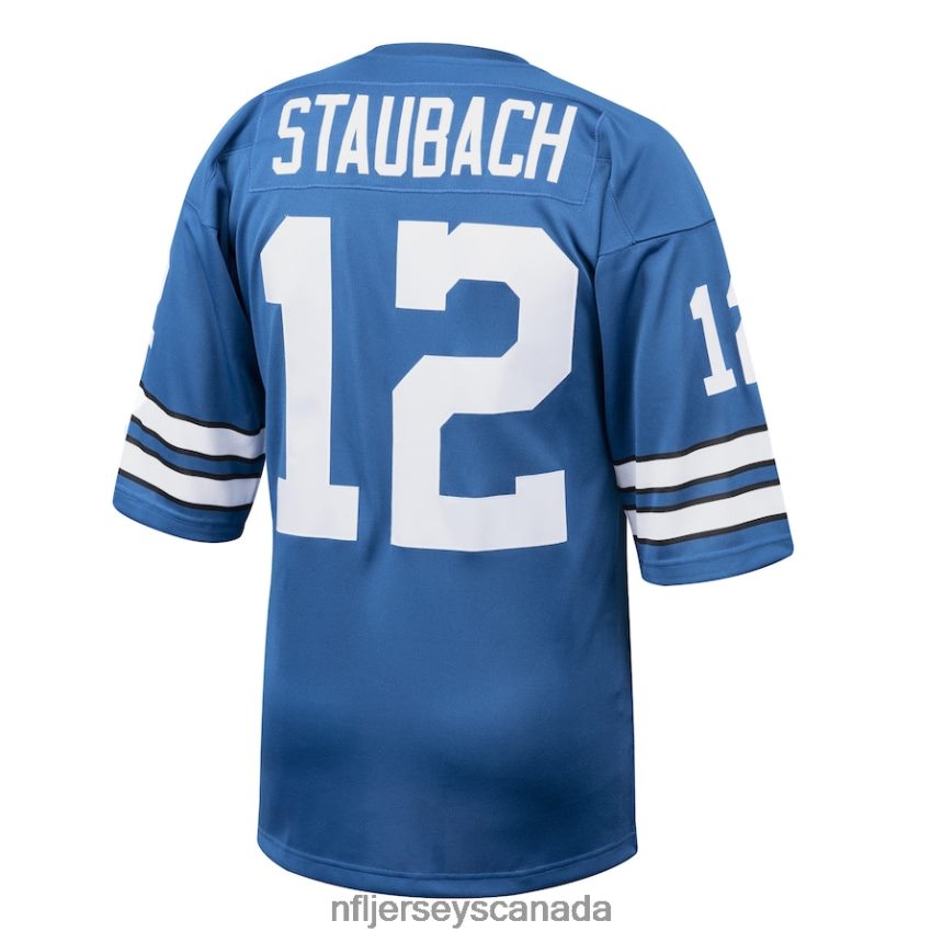 Men Dallas Cowboys Roger Staubach Mitchell  Ness Blue 1971 Authentic Throwback Retired Player Jersey Clothing NFL TBXFR61353