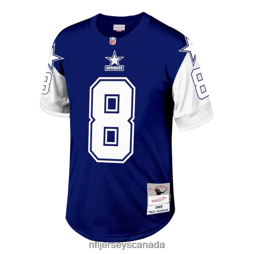 Men Dallas Cowboys Troy Aikman Mitchell  Ness Navy 1995 Legacy Replica Jersey Clothing NFL TBXFR61860