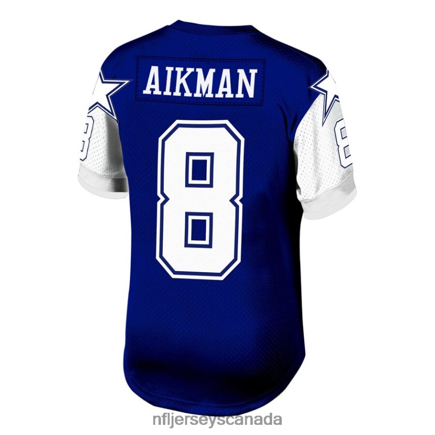 Men Dallas Cowboys Troy Aikman Mitchell  Ness Navy 1995 Legacy Replica Jersey Clothing NFL TBXFR61860