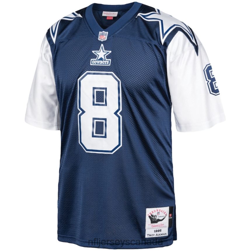 Men Dallas Cowboys Troy Aikman Mitchell  Ness Navy/White 1995 Authentic Retired Player Jersey Clothing NFL TBXFR66146