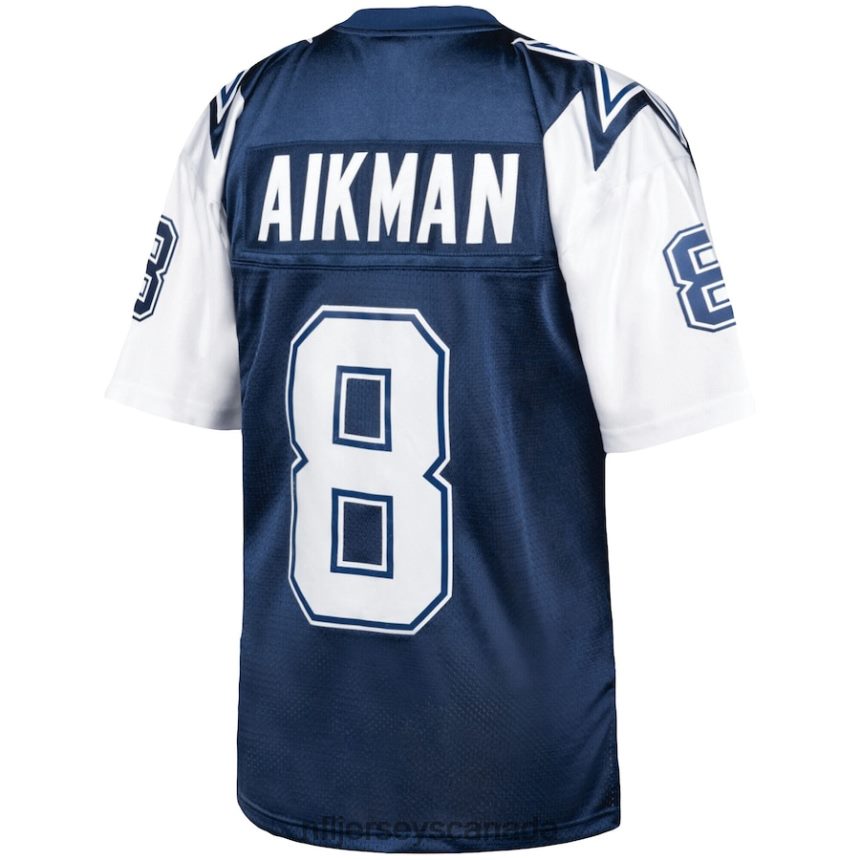 Men Dallas Cowboys Troy Aikman Mitchell  Ness Navy/White 1995 Authentic Retired Player Jersey Clothing NFL TBXFR66146