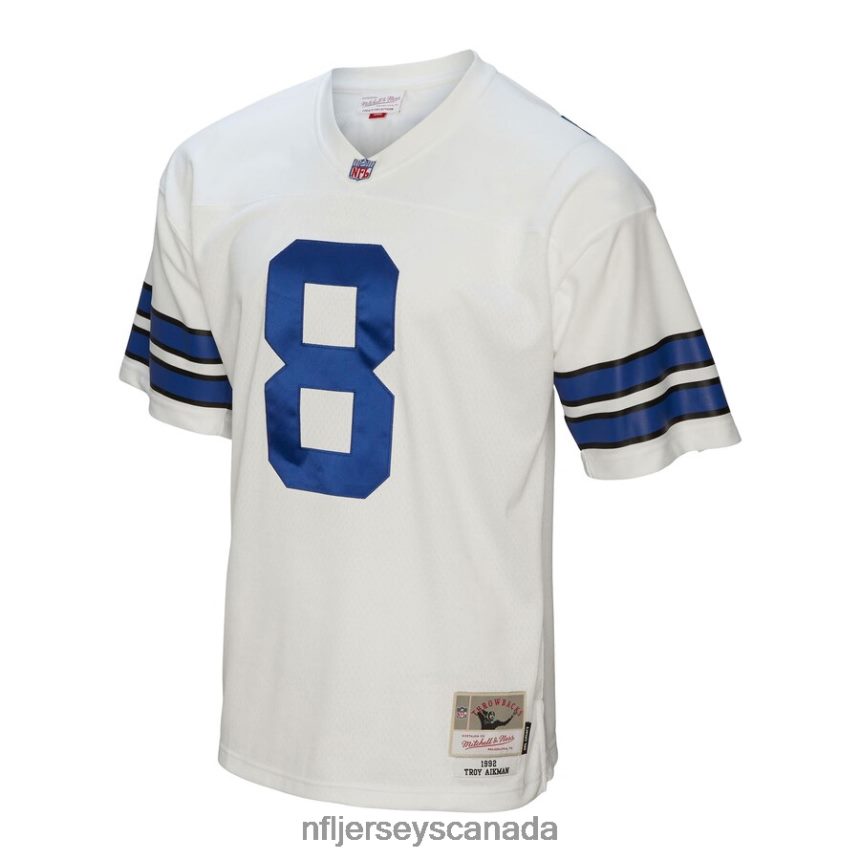 Men Dallas Cowboys Troy Aikman Mitchell  Ness White 1992 Legacy Replica Jersey Clothing NFL TBXFR62517