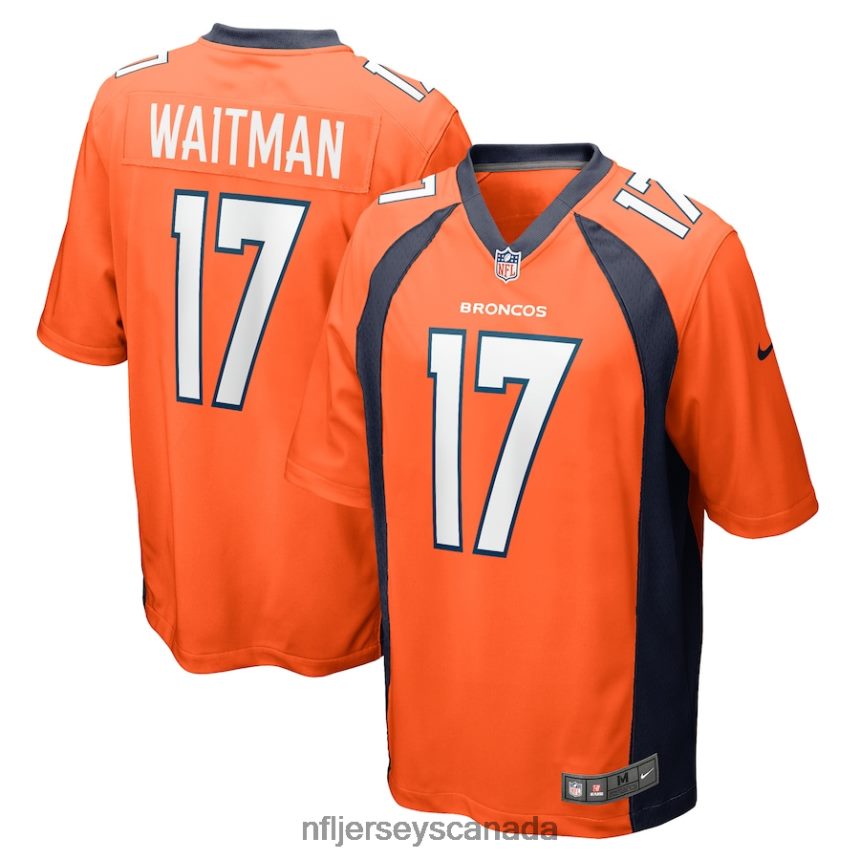 Men Denver Broncos Corliss Waitman Nike Orange Game Player Jersey Clothing NFL TBXFR62869