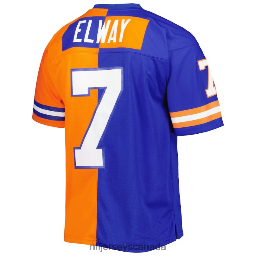 Men Denver Broncos John Elway Mitchell  Ness Royal/Orange 1990 Split Legacy Replica Jersey Clothing NFL TBXFR61207