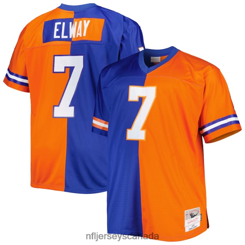 Men Denver Broncos John Elway Mitchell  Ness Royal/Orange Big  Tall Split Legacy Retired Player Replica Jersey Clothing NFL TBXFR63152