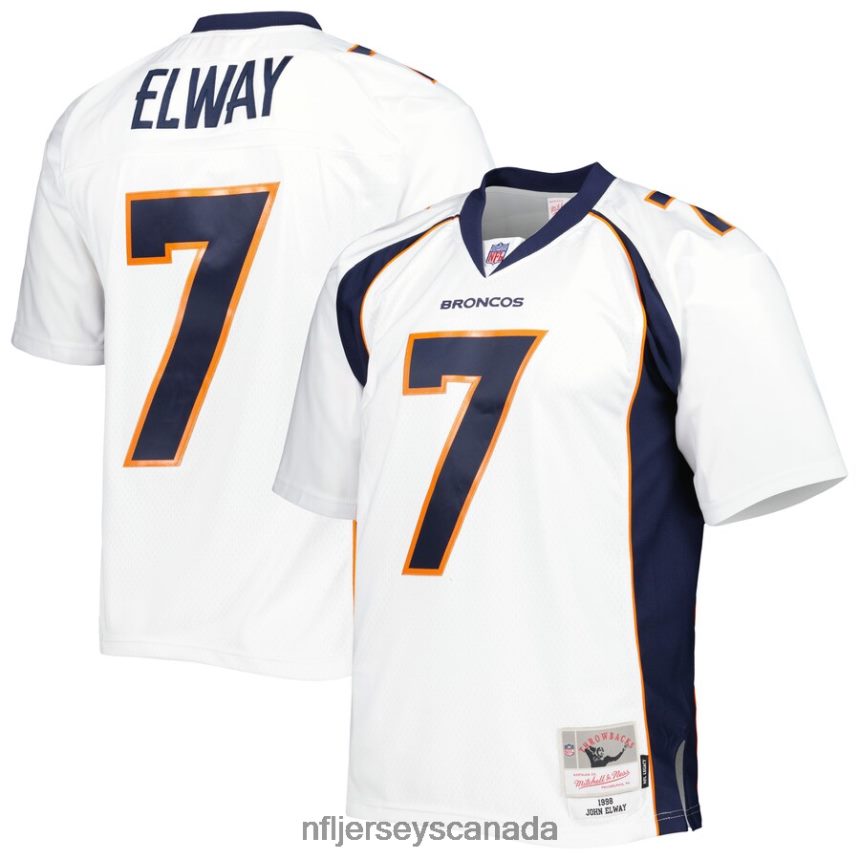 Men Denver Broncos John Elway Mitchell  Ness White 1998 Legacy Replica Jersey Clothing NFL TBXFR6655