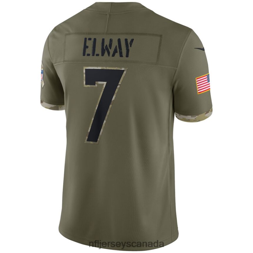Men Denver Broncos John Elway Nike Olive 2022 Salute To Service Retired Player Limited Jersey Clothing NFL TBXFR63494