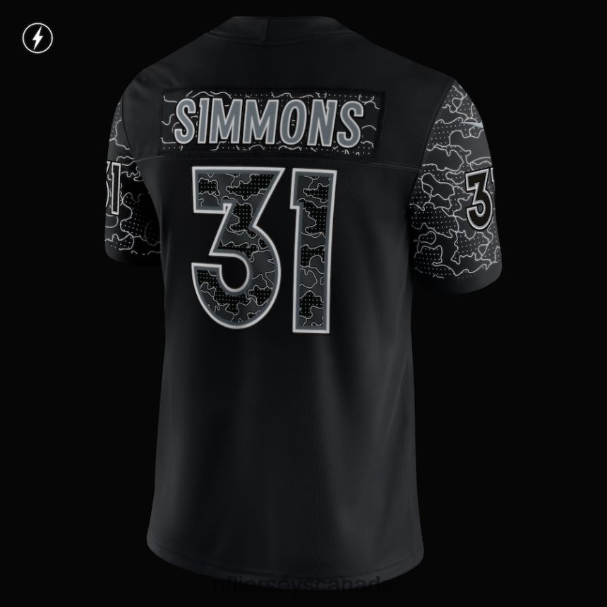 Men Denver Broncos Justin Simmons Nike Black RFLCTV Limited Jersey Clothing NFL TBXFR62046