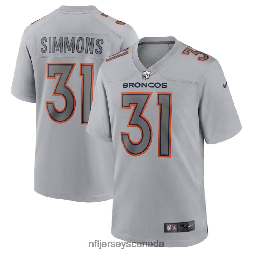 Men Denver Broncos Justin Simmons Nike Gray Atmosphere Fashion Game Jersey Clothing NFL TBXFR63895