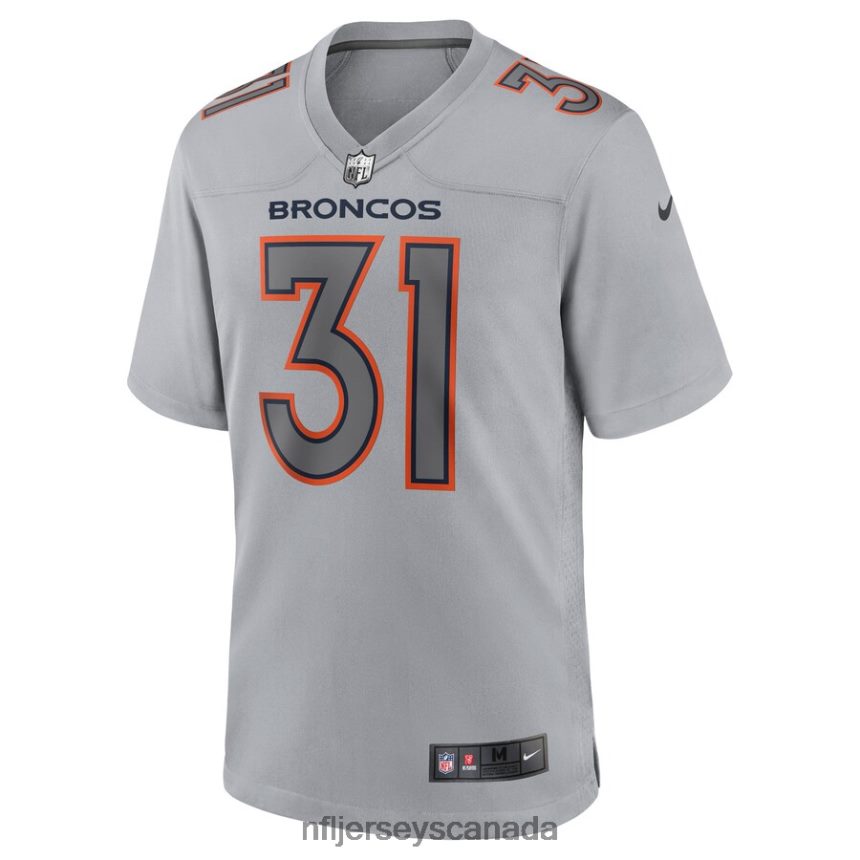 Men Denver Broncos Justin Simmons Nike Gray Atmosphere Fashion Game Jersey Clothing NFL TBXFR63895