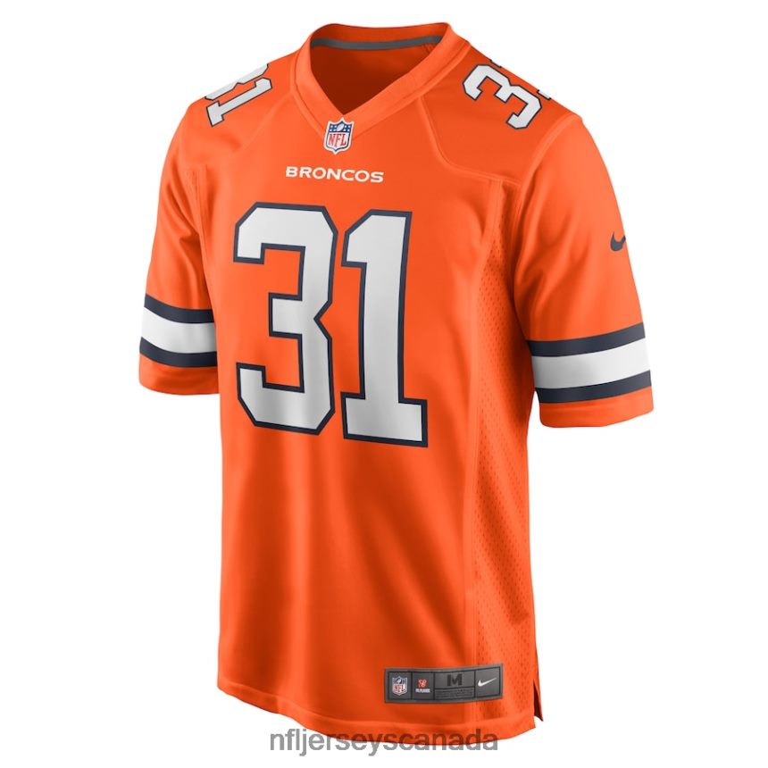 Men Denver Broncos Justin Simmons Nike Orange Alternate Game Jersey Clothing NFL TBXFR61343